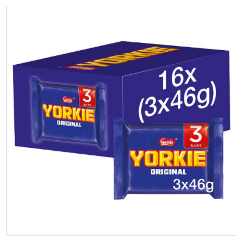 Yorkie Milk Chocolate Bar Multipack 46g 3 Pack x Case of 16 - London Grocery