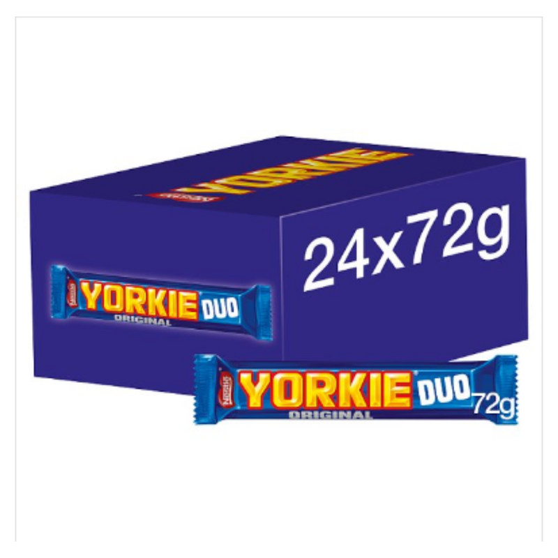 Yorkie Milk Chocolate Duo Bar 72g x Case of 24 - London Grocery