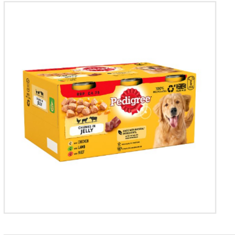 Pedigree Adult Wet Dog Food Tins Mixed in Jelly 6 x 385g x Case of 4 - London Grocery