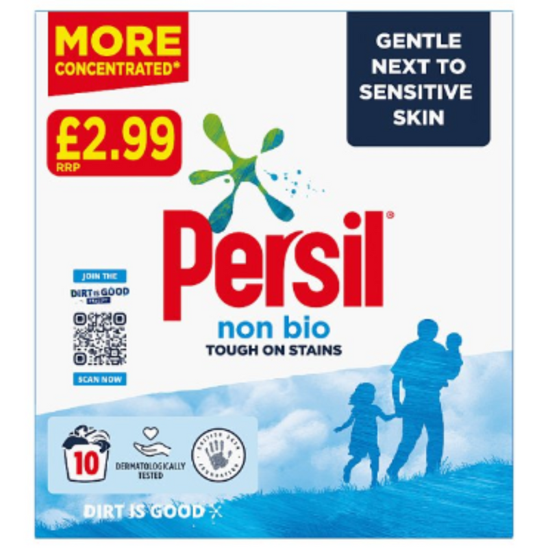 Persil Fabric Cleaning Washing Powder Non Bio 10 Wash x Case of 7 - London Grocery