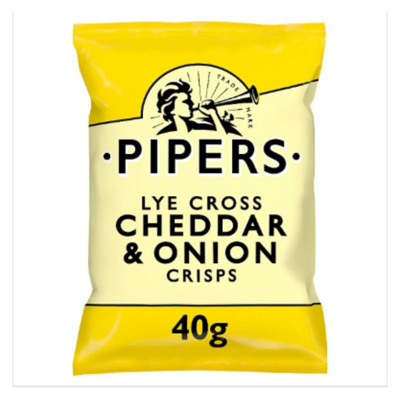 Pipers Lye Cross Cheddar & Onion Crisps 40g x Case of 24 - London Grocery