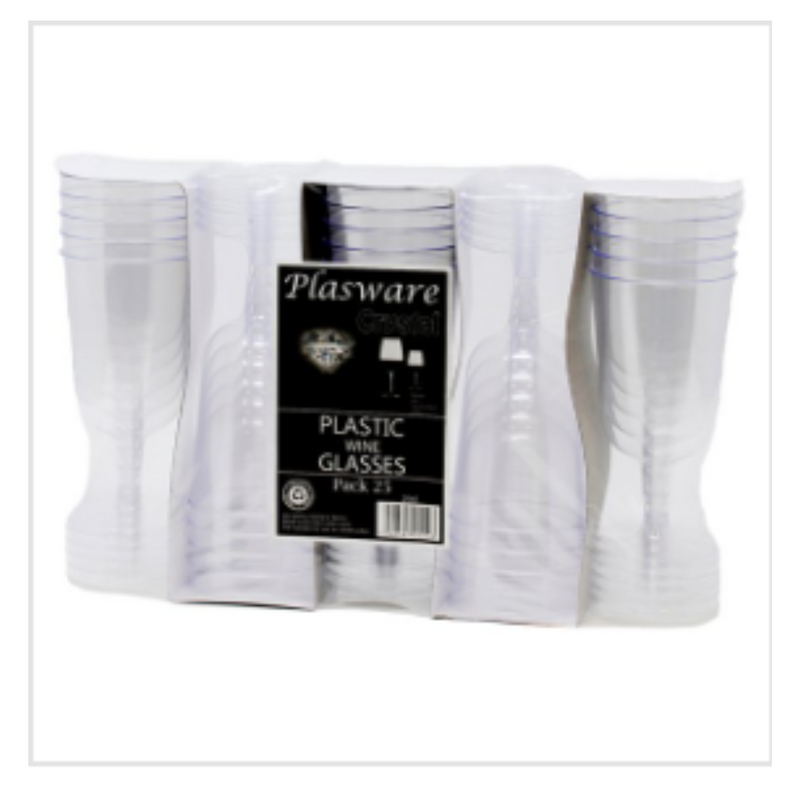 Plasware 25 Plastic Wine Glasses x Case of 8 - London Grocery