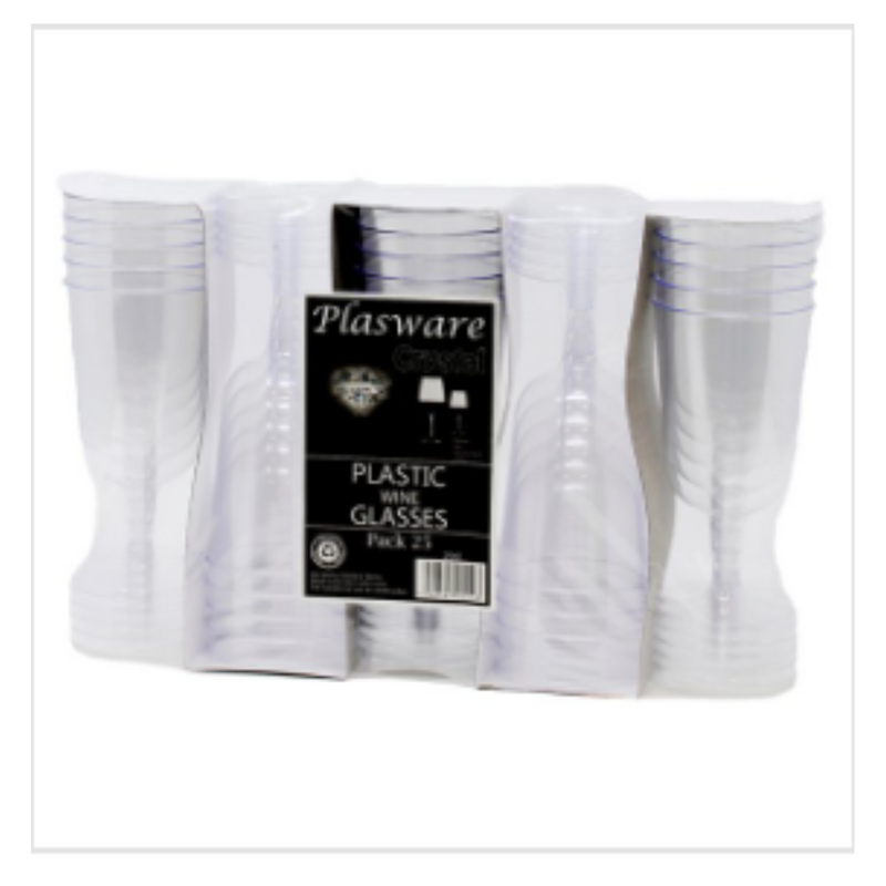 Plasware 25 Plastic Wine Glasses x Case of 1 - London Grocery