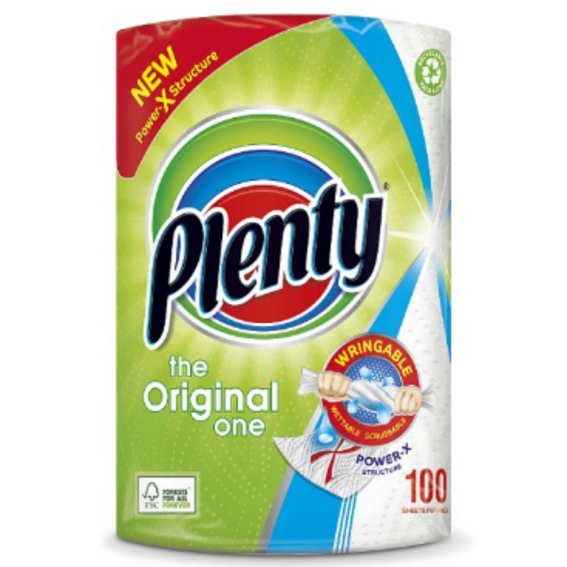 Plenty White Kitchen Roll 100 Sheets x Case of 6 - London Grocery