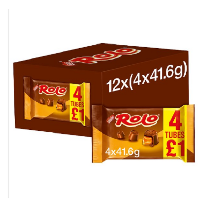 Rolo Milk Chocolate & Caramel Multipack 41.6g 4 Pack x Case of 12 - London Grocery