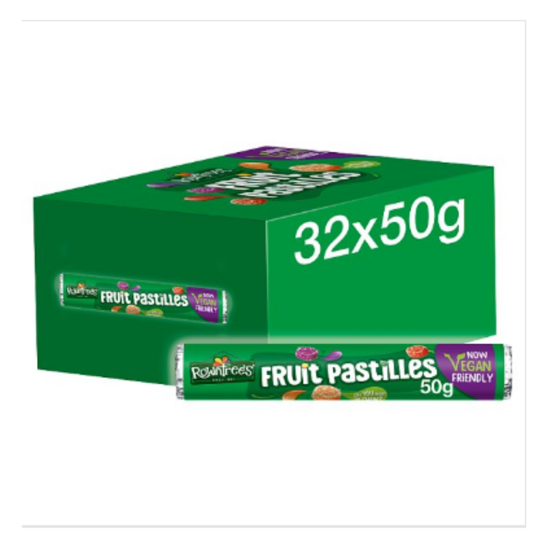 Rowntree's Fruit Pastilles Vegan Friendly Sweets Tube 50g x Case of 32 - London Grocery