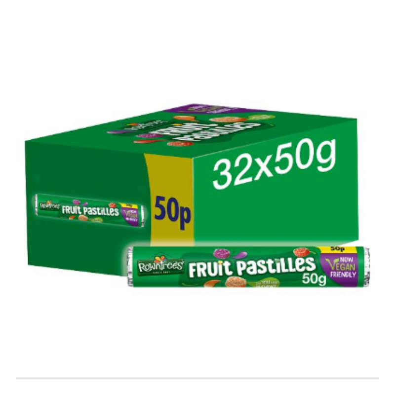 Rowntree's Fruit Pastilles Vegan Friendly Sweets Tube 50g 50p x Case of 32 - London Grocery