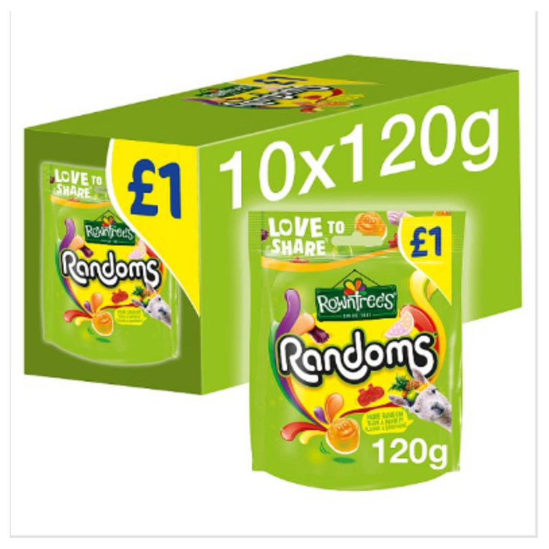 Rowntree's Randoms Sweets Sharing Bag 120g x Case of 10 - London Grocery