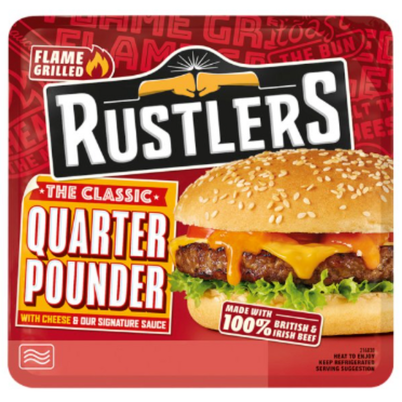 RUSTLERS The Classic Quarter Pounder with Cheese & Our Signature Sauce 190g  x 4 - London Grocery