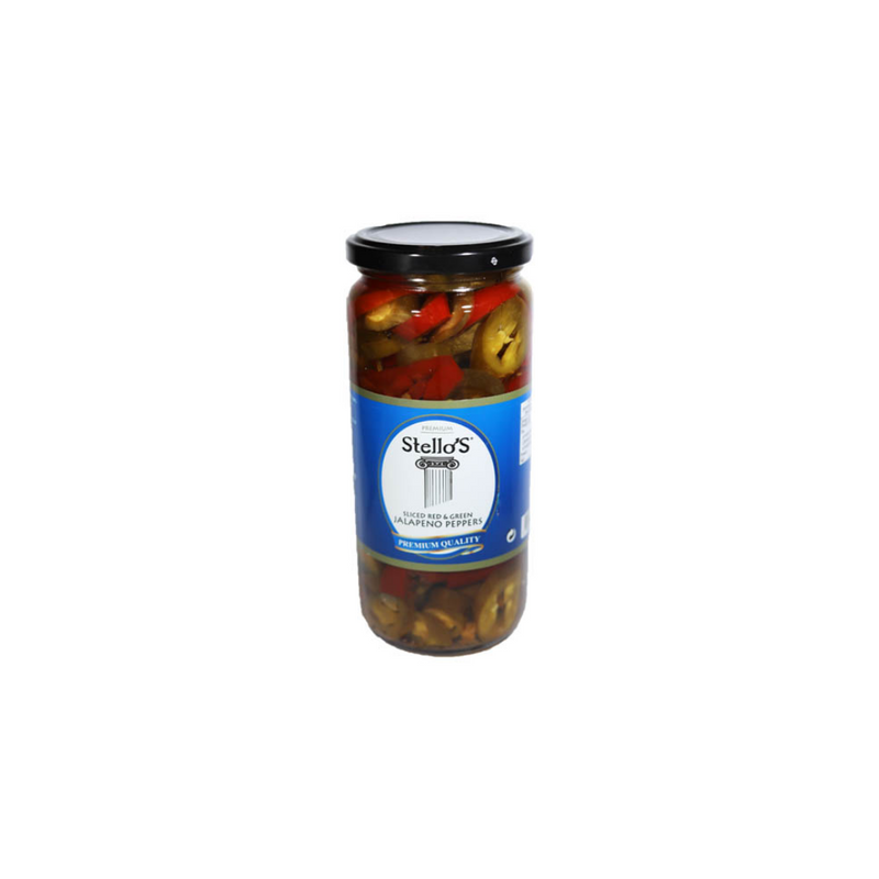 STELLOS Sliced Red & Green Jalapeno Peppers 500ml-London Grocery