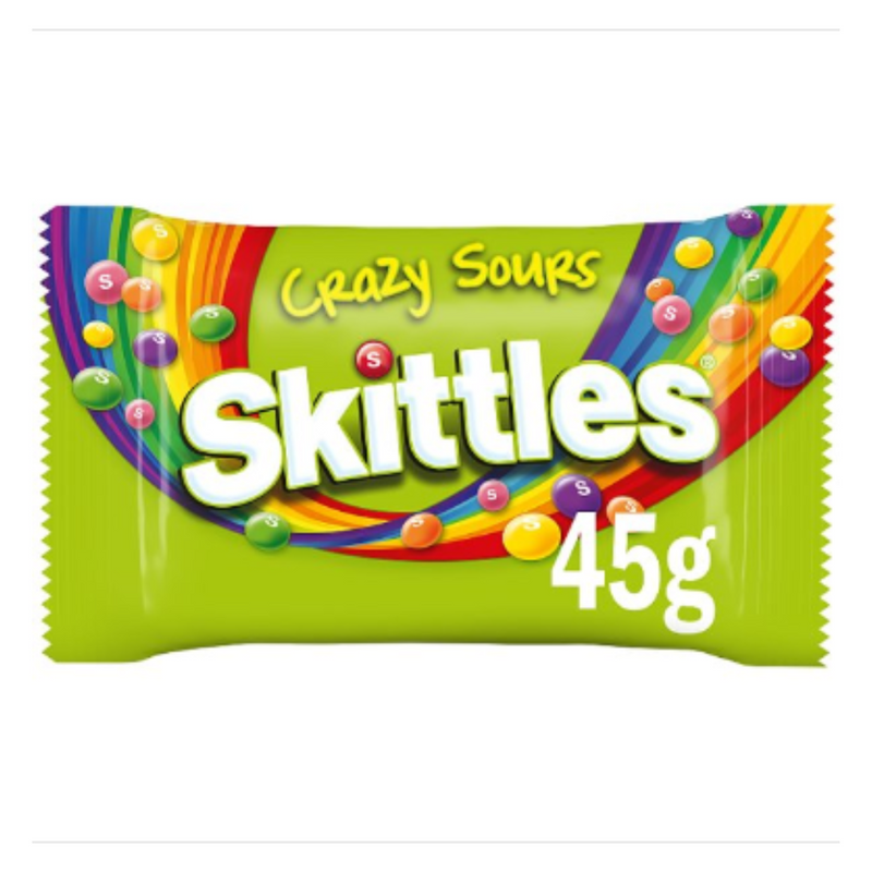 Skittles Crazy Sours Sweets Bag 45g x Case of 36 - London Grocery