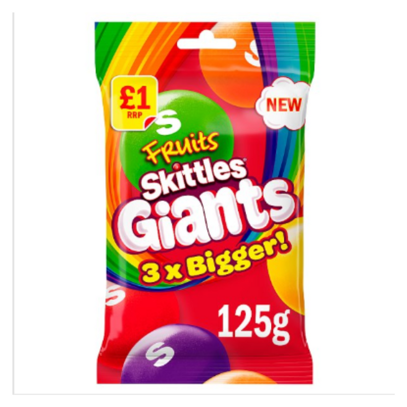 Skittles Giants Fruit Sweets Bag 125g x Case of 12 - London Grocery
