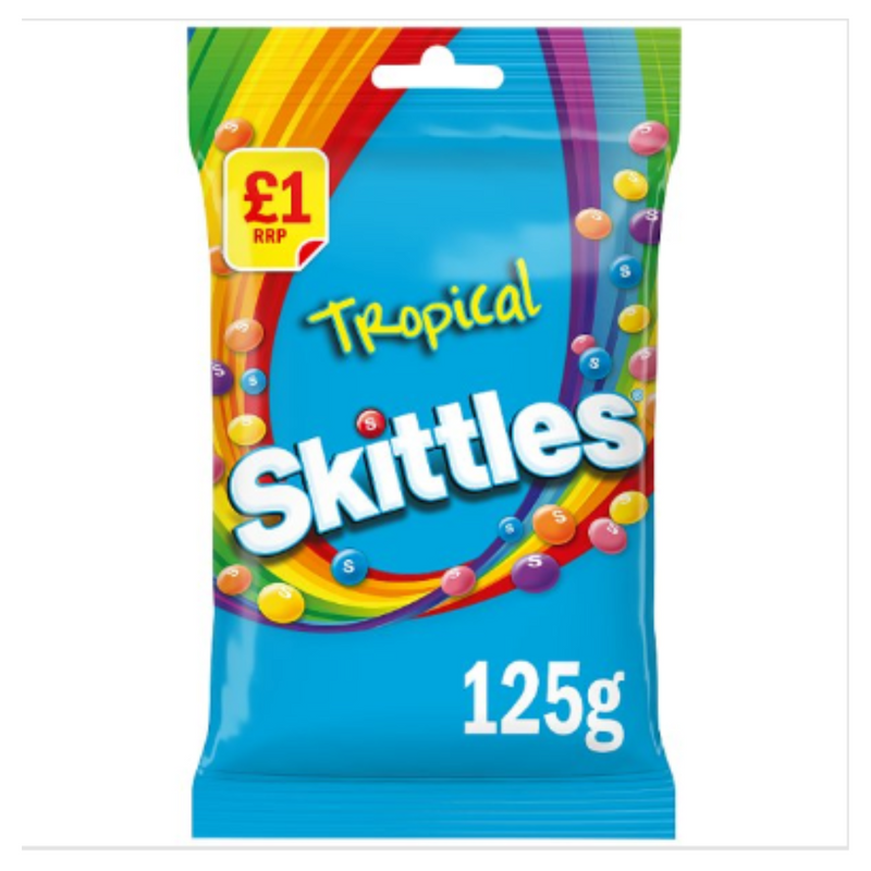 Skittles Tropical Sweets Treat Bag 125g x Case of 12 - London Grocery