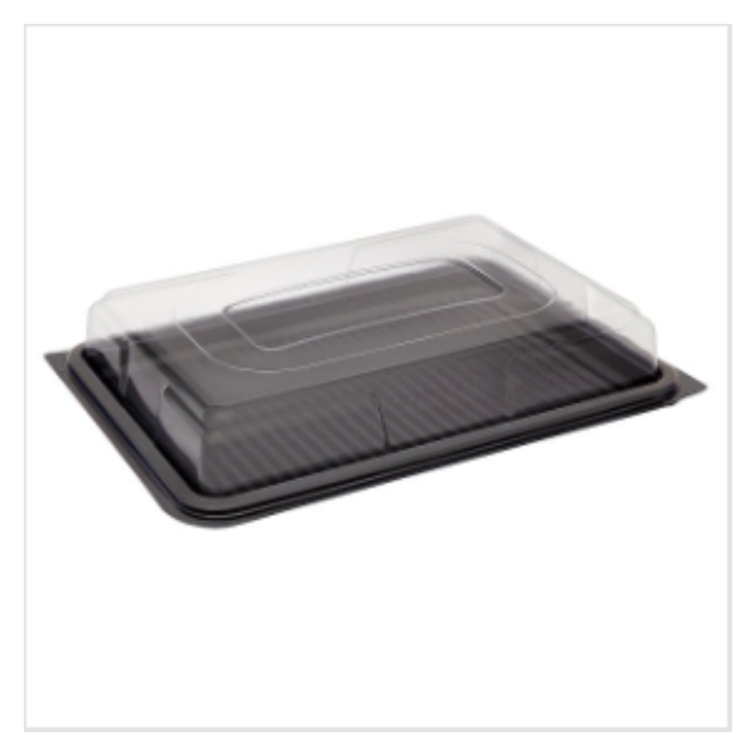 Buy Small Black Platter Base & Clear Lid L355mm x W250mm x D65mm (5 ...