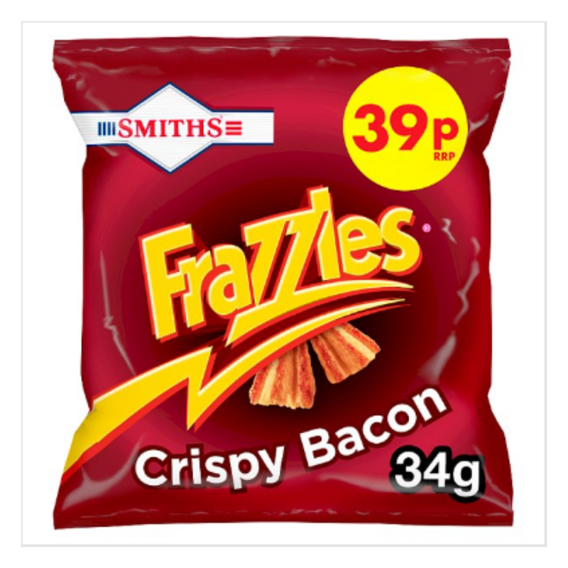 Smiths Frazzles Crispy Bacon Snacks 39p 34g x Case of 30 - London Grocery