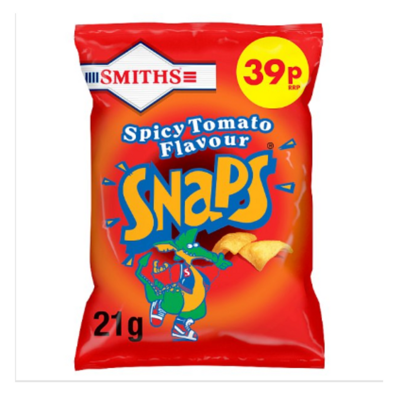 Smiths Snaps Spicy Tomato Snacks 39p 21g x Case of 30 - London Grocery
