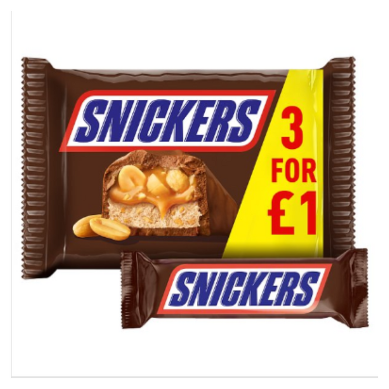 Snickers Chocolate Bars Multipack 3 x 41.7g x Case of 22 - London Grocery