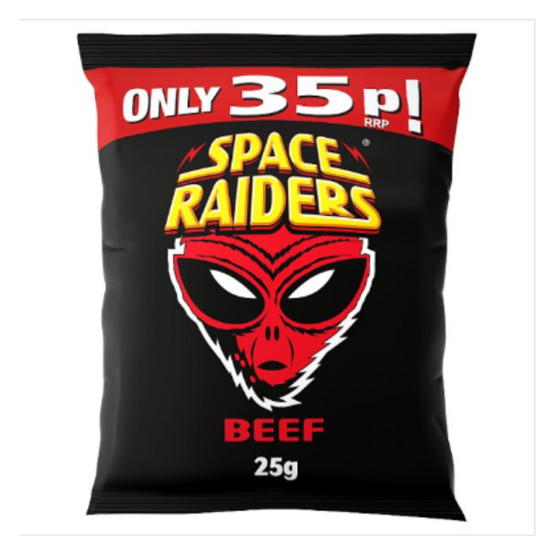 Space Raiders Beef Flavour Cosmic Corn Snacks 25g x Case of 36 - London Grocery