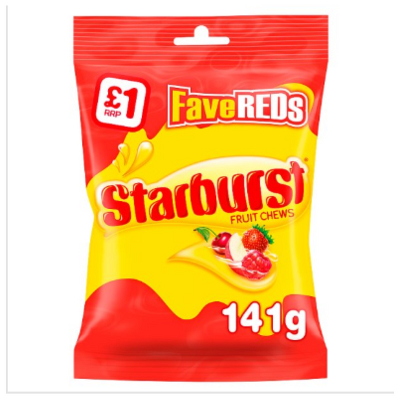 Starburst Fave Reds Fruit Chews Sweets Treat Bag 141g x Case of 12 - London Grocery