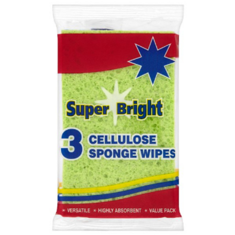 Super Bright 3 Cellulose Sponge Wipes x Case of 5 - London Grocery