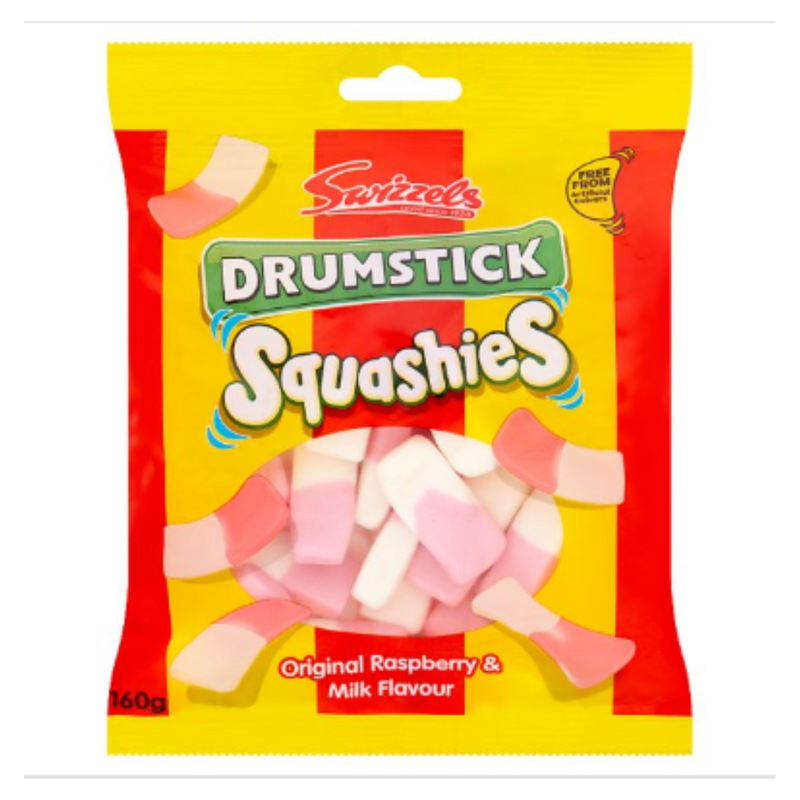Swizzels Drumsticks Squashies Original Raspberry & Milk Flavour x Case of 10 - London Grocery