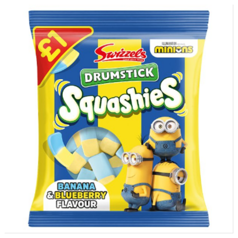 Swizzels Drumstick Squashies Banana & Blueberry Flavour 120g x Case of 12 - London Grocery