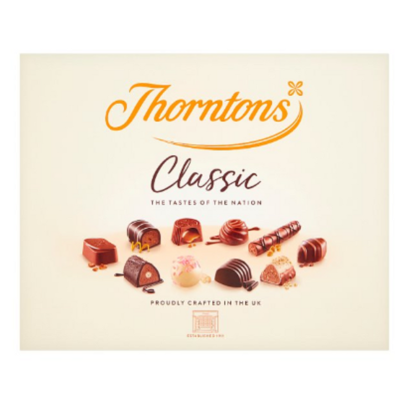 Thorntons Milk, Dark, White Classic Collection Chocolate Box 449g x Case of 6 - London Grocery