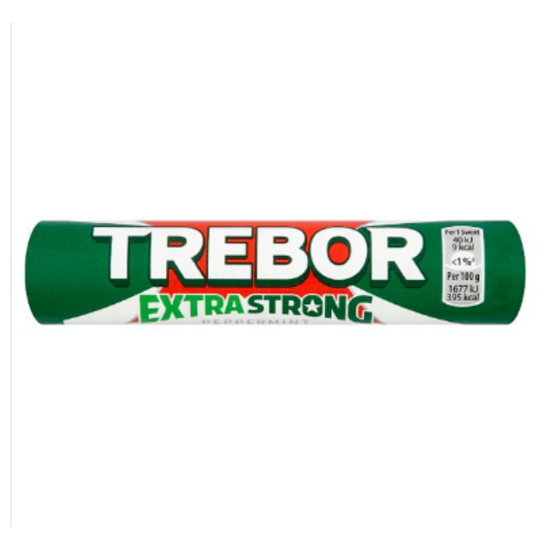 Trebor Extra Strong Peppermint Mints Roll 41.3g x Case of 40 - London Grocery