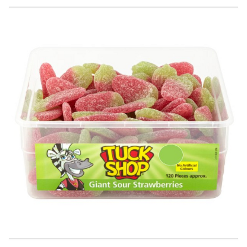Tuck Shop Giant Sour Strawberries 120 Pieces 960g x Case of 6 - London Grocery