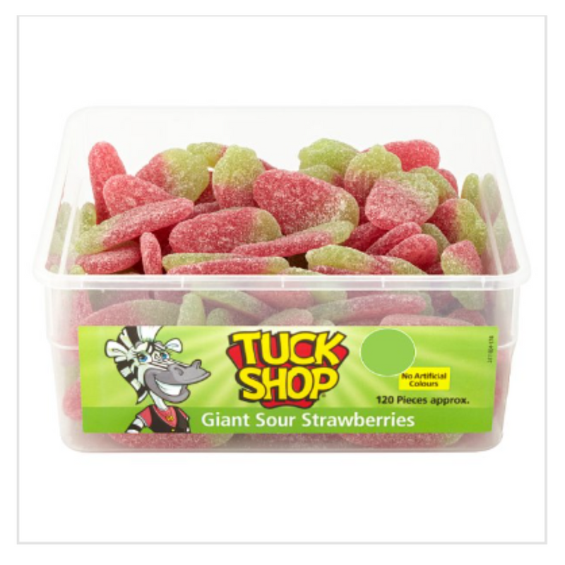 Tuck Shop Giant Sour Strawberries 120 Pieces 960g x Case of 1 - London Grocery