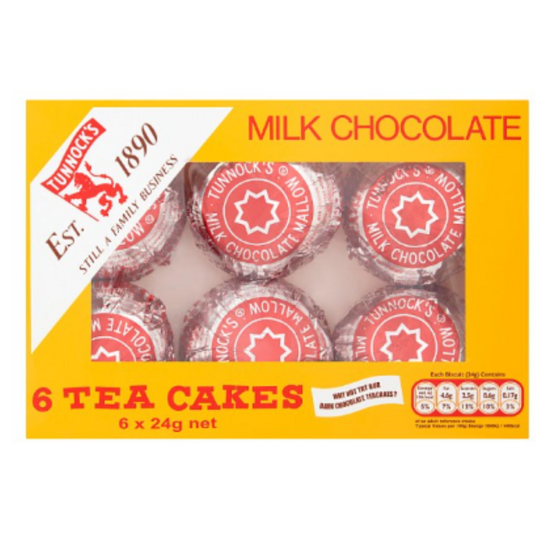 Tunnock's Milk Chocolate Tea Cakes 6 x 24g x Case of 12 - London Grocery