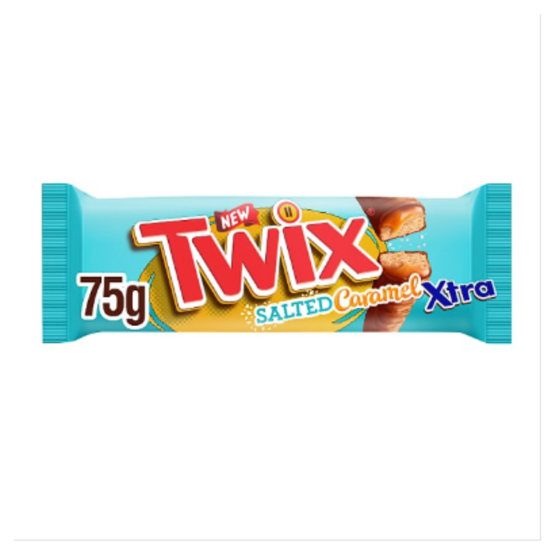 Twix Xtra Salted Caramel Chocolate Biscuit Twin Bars 75g x Case of 24 - London Grocery