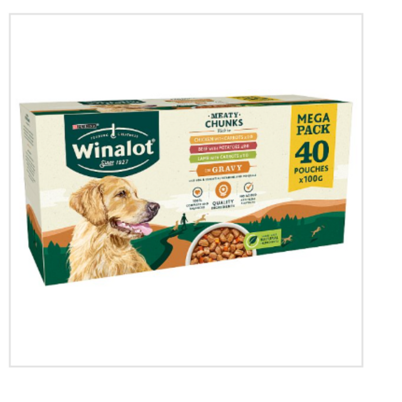 WINALOT Adult Dog Food Pouch Mixed in Gravy 40x100g x Case of 1 - London Grocery