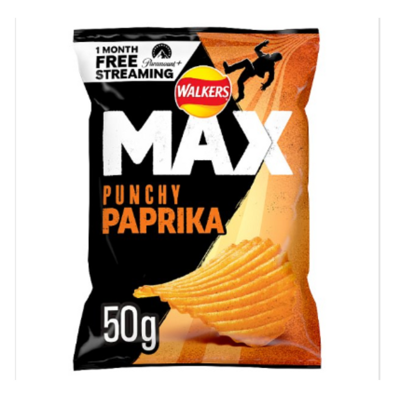 Walkers Max Punchy Paprika Crisps 50g x Case of 24 - London Grocery
