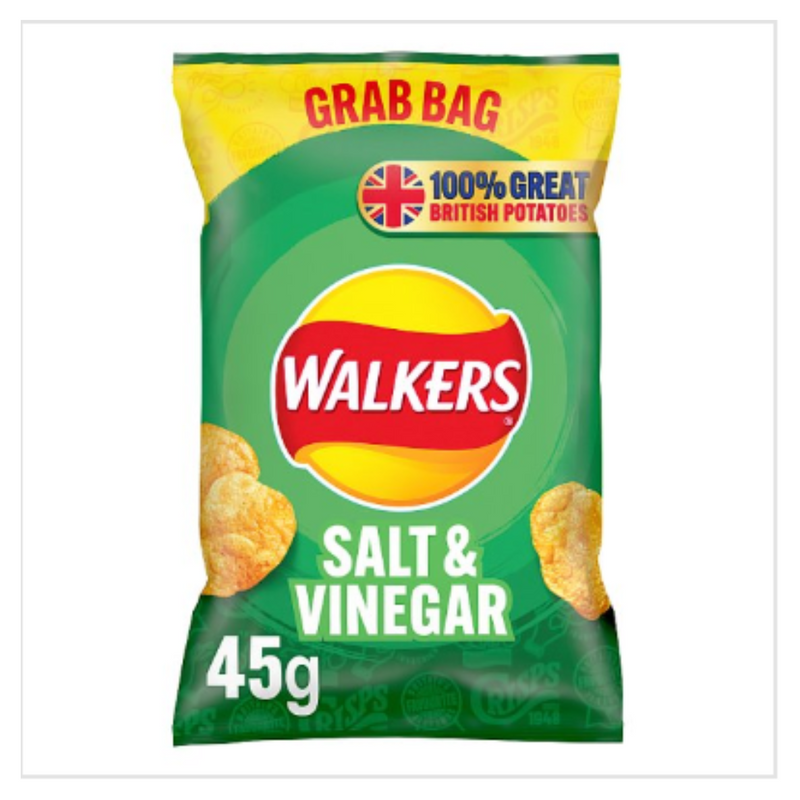Walkers Salt & Vinegar Crisps 45g x Case of 32 - London Grocery