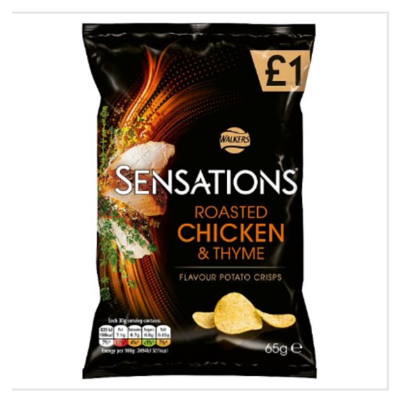 Walkers Sensations Roasted Chicken & Thyme Crisps 65g x Case of 15 - London Grocery