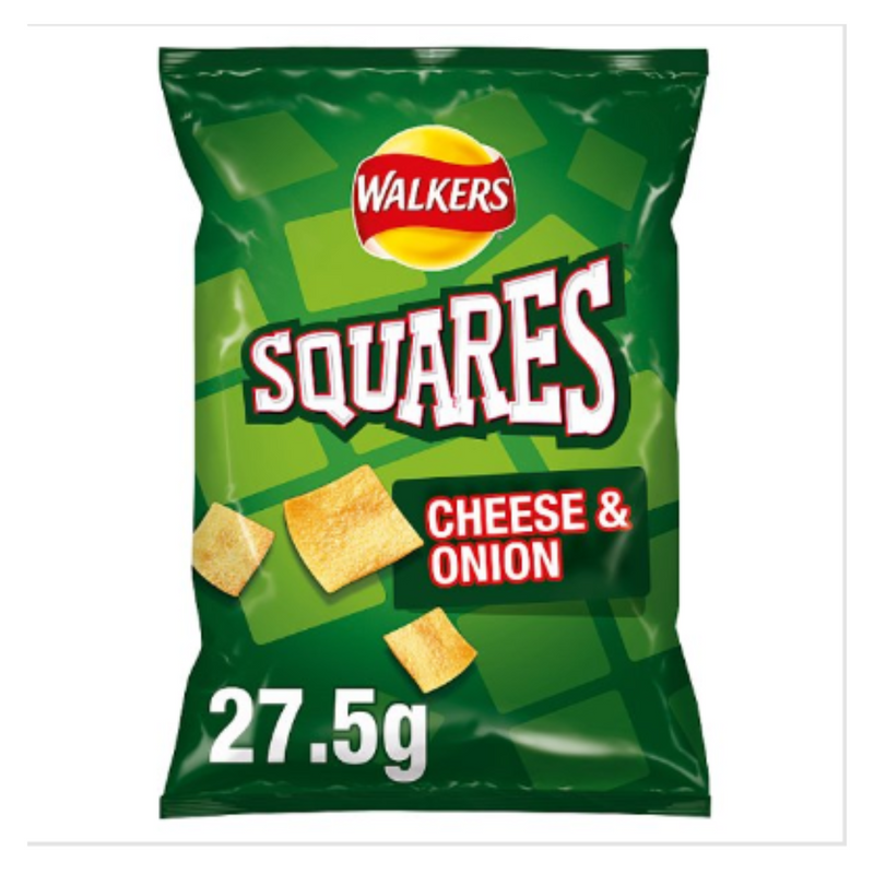 Walkers Squares Cheese & Onion Snacks 27.5g x Case of 32 - London Grocery
