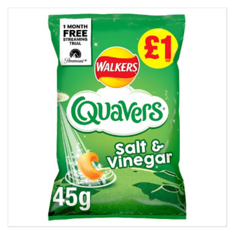 Walkers Quavers Salt & Vinegar Snacks 45g x Case of 15 - London Grocery