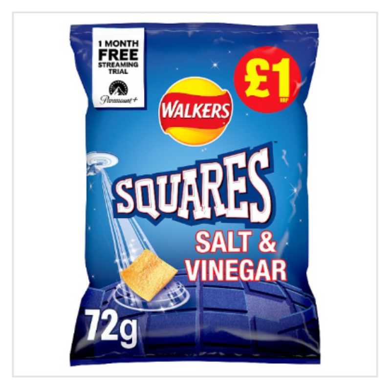 Walkers Squares Salt & Vinegar Snacks 72g x Case of 15 - London Grocery