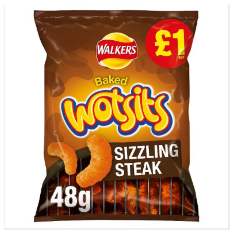 Walkers Wotsits Sizzling Steak Snacks 48g x Case of 15 - London Grocery