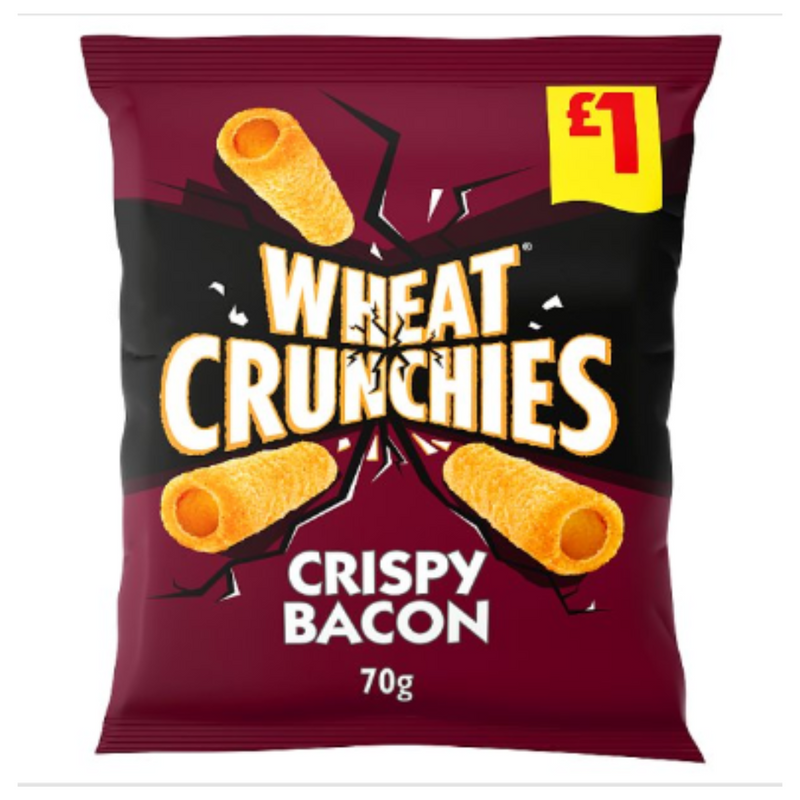 Wheat Crunchies Bacon Crisps 70g, x Case of 16 - London Grocery