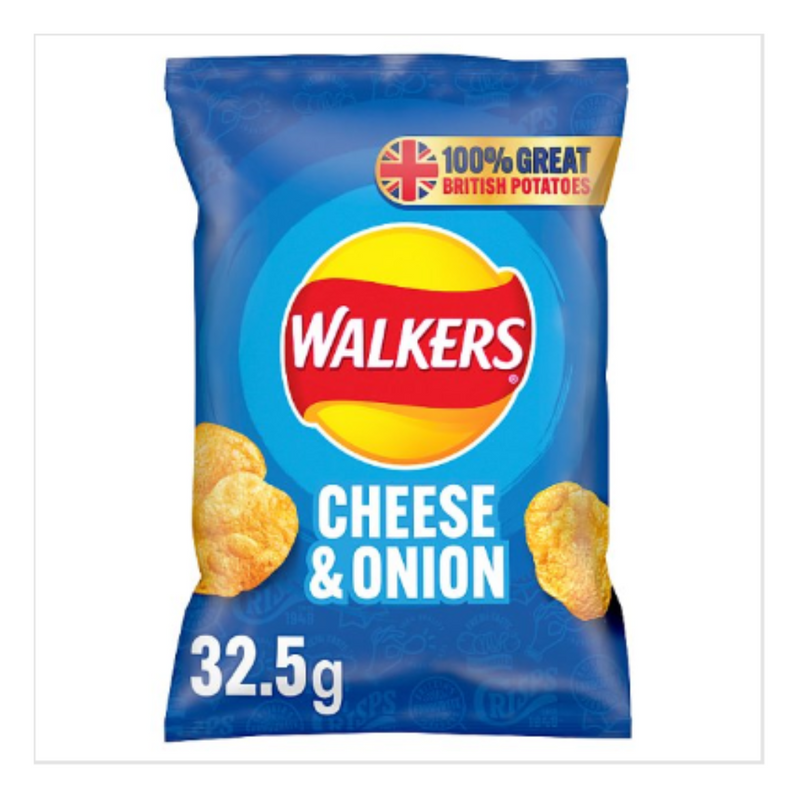 Walkers Cheese & Onion Crisps 32.5g x Case of 32 - London Grocery