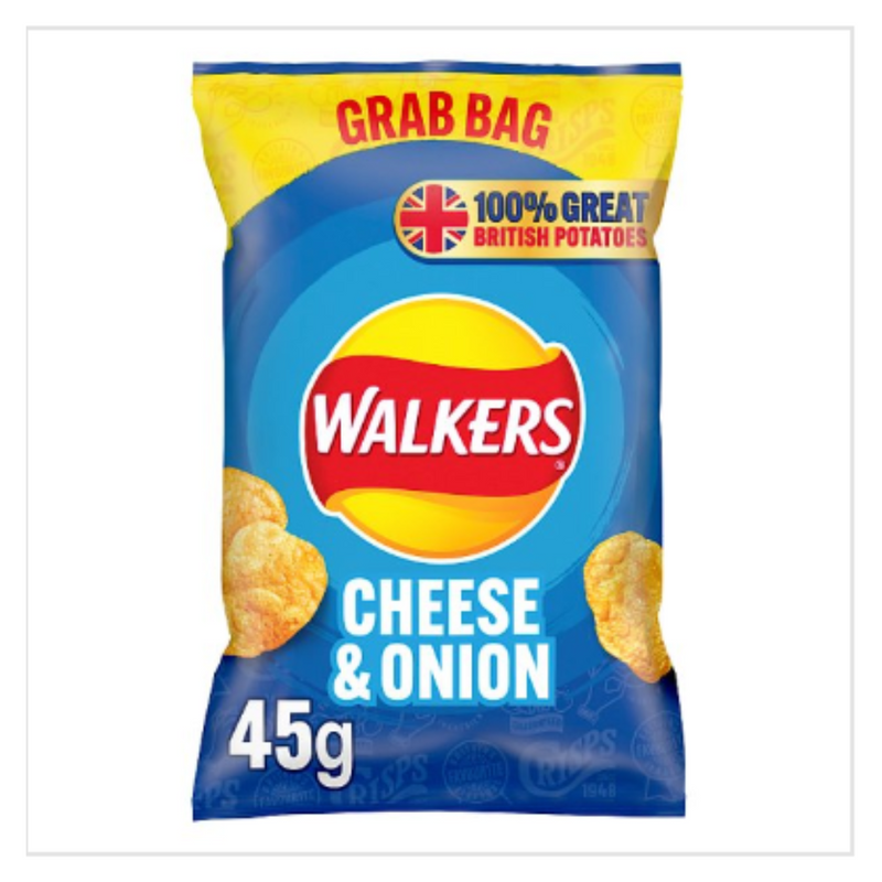 Walkers Cheese & Onion Crisps 45g x Case of 32 - London Grocery