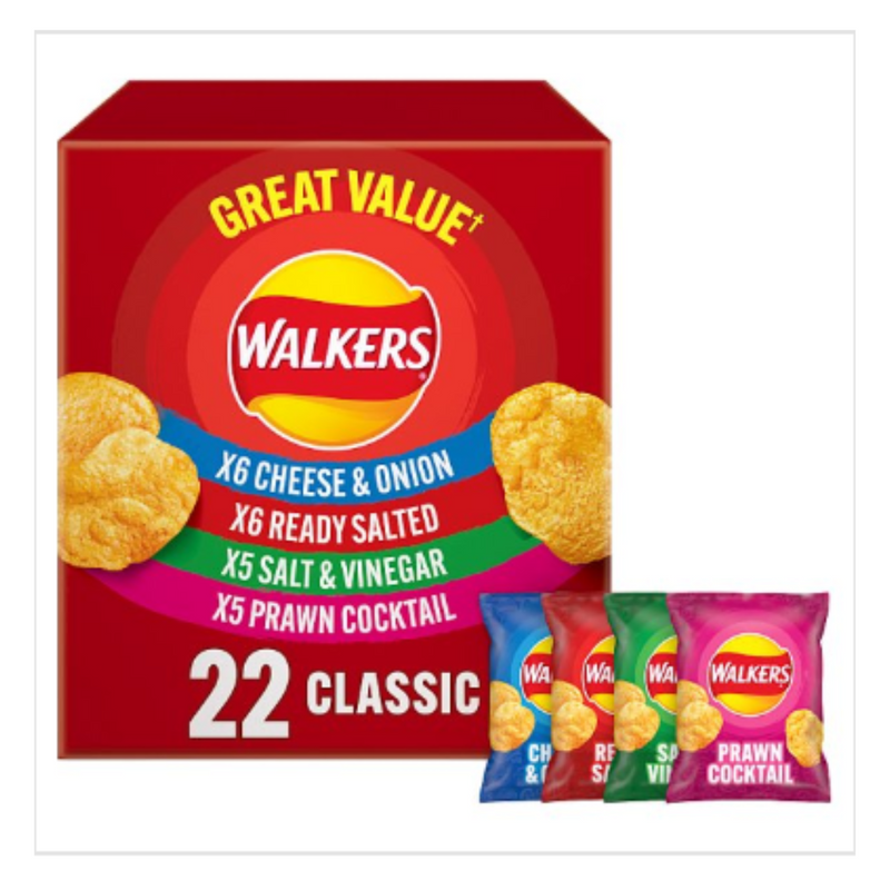 Walkers Classic Variety Multipack Crisps Box 22x25g x Case of 1 - London Grocery