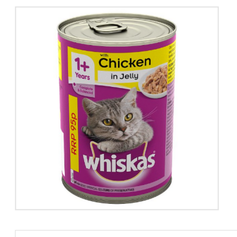Whiskas Adult Wet Cat Food Tin Chicken in Jelly 390g x Case of 12 - London Grocery
