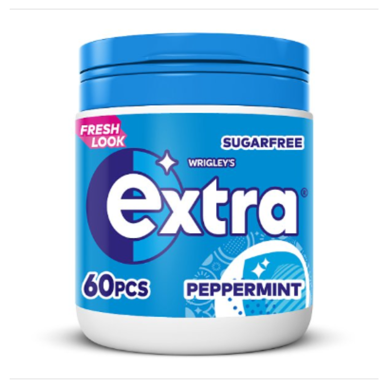 Extra Peppermint Chewing Gum Sugar Free Bottle 60 pieces x Case of 36 - London Grocery