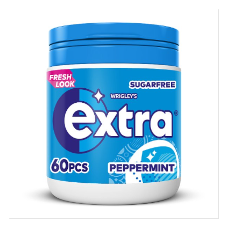 Extra Peppermint Chewing Gum Sugar Free Bottle 60 pieces x Case of 6 - London Grocery