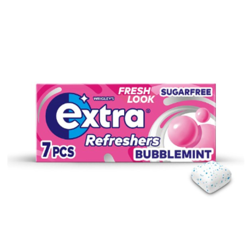 Extra Refreshers Bubblemint Sugar Free Chewing Gum Handy Box 7pcs x Case of 16 - London Grocery