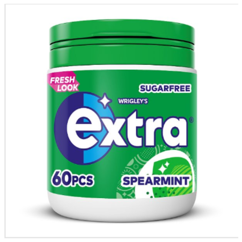 Extra Spearmint Chewing Gum Sugar Free Bottle 60 Pieces x Case of 36 - London Grocery