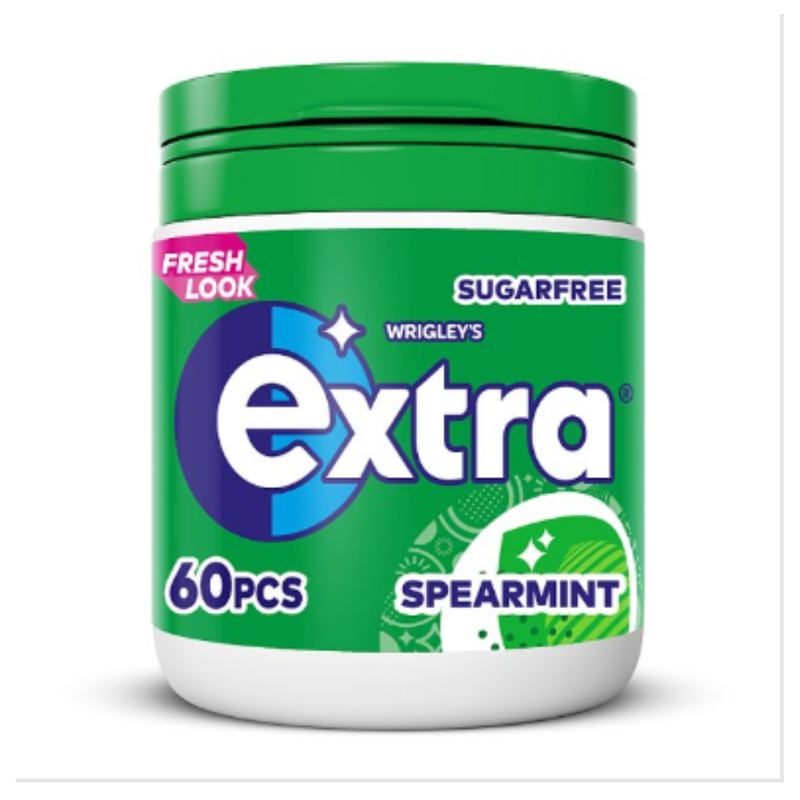 Extra Spearmint Chewing Gum Sugar Free Bottle 60 Pieces x Case of 6 - London Grocery